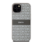 DKNY Leather Mono Stripe & Metal Logo case for iPhone 15 / 14 / 13 - beige