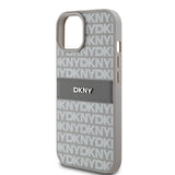 DKNY Leather Mono Stripe & Metal Logo case for iPhone 15 / 14 / 13 - beige