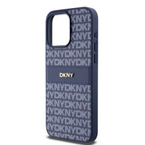 DKNY Leather Mono Stripe & Metal Logo case for iPhone 15 Pro Max - blue