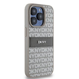 DKNY Leather Mono Stripe & Metal Logo case for iPhone 15 Pro Max - beige