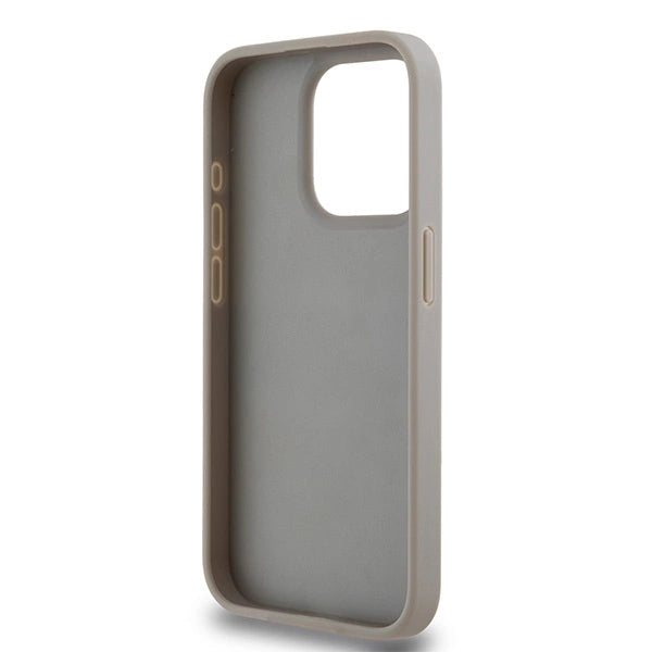 DKNY Leather Mono Stripe & Metal Logo case for iPhone 15 Pro Max - beige