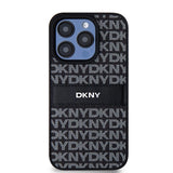 DKNY Leather Mono Stripe & Metal Logo case for iPhone 15 Pro Max - black
