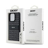 DKNY Leather Mono Stripe & Metal Logo case for iPhone 15 Pro Max - black