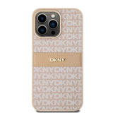DKNY Leather Mono Stripe & Metal Logo case for iPhone 15 Pro Max - pink