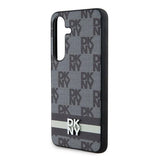 DKNY Leather Checkered Mono Pattern & Printed Stripes Case for Samsung Galaxy S24 - Black