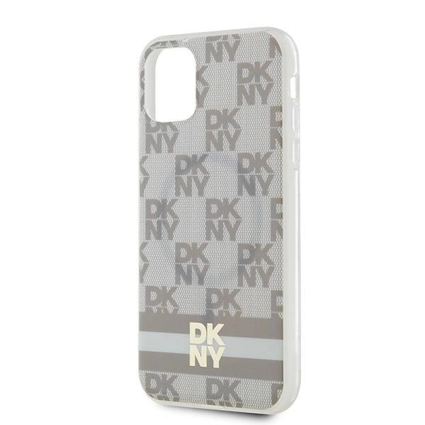 DKNY IML Checkered Mono Pattern & Printed Stripes MagSafe case for iPhone 11 / Xr - beige