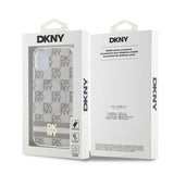 DKNY IML Checkered Mono Pattern & Printed Stripes MagSafe case for iPhone 11 / Xr - beige