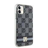 DKNY IML Checkered Mono Pattern & Printed Stripes MagSafe Case for iPhone 11 / Xr - Black