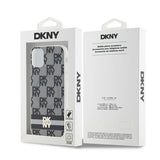 DKNY IML Checkered Mono Pattern & Printed Stripes MagSafe Case for iPhone 11 / Xr - Black