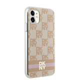DKNY IML Checkered Mono Pattern & Printed Stripes MagSafe case for iPhone 11 / Xr - pink