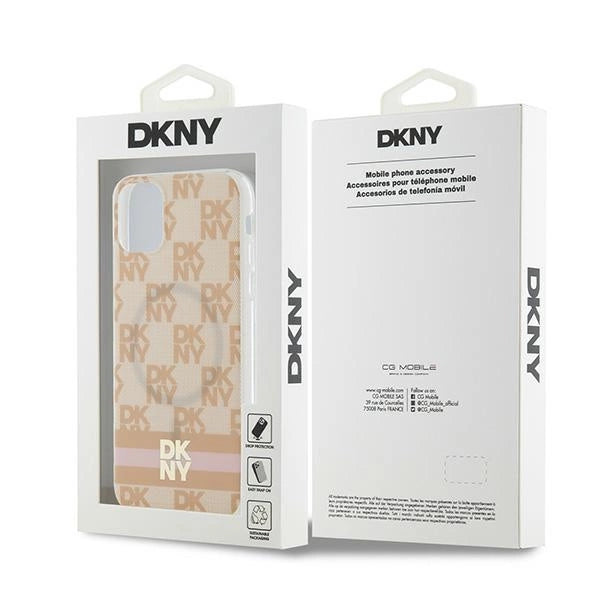 DKNY IML Checkered Mono Pattern & Printed Stripes MagSafe case for iPhone 11 / Xr - pink
