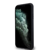 DKNY Leather Monogram Pattern Metal Logo MagSafe Case for iPhone 11 / Xr - Black