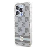 DKNY IML Checkered Mono Pattern & Printed Stripes MagSafe case for iPhone 13 Pro / 13 - beige