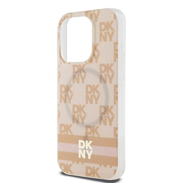 DKNY IML Checkered Mono Pattern & Printed Stripes MagSafe case for iPhone 13 Pro Max - pink