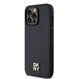 DKNY Leather Pattern Metal Logo MagSafe case for iPhone 14 Pro - black