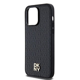 DKNY Leather Pattern Metal Logo MagSafe case for iPhone 14 Pro - black
