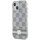 DKNY IML Checkered Mono Pattern & Printed Stripes MagSafe case for iPhone 15 / 14 / 13 - beige