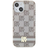 DKNY IML Checkered Mono Pattern & Printed Stripes MagSafe case for iPhone 15 / 14 / 13 - beige