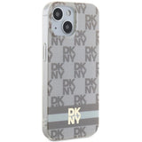 DKNY IML Checkered Mono Pattern & Printed Stripes MagSafe case for iPhone 15 / 14 / 13 - beige