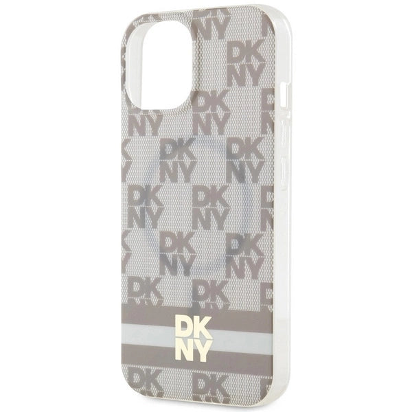 DKNY IML Checkered Mono Pattern & Printed Stripes MagSafe case for iPhone 15 / 14 / 13 - beige