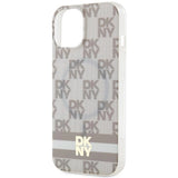 DKNY IML Checkered Mono Pattern & Printed Stripes MagSafe case for iPhone 15 / 14 / 13 - beige