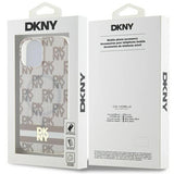 DKNY IML Checkered Mono Pattern & Printed Stripes MagSafe case for iPhone 15 / 14 / 13 - beige