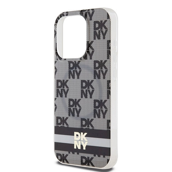 DKNY IML Checkered Mono Pattern & Printed Stripes MagSafe Case for iPhone 14 Pro Max - Black