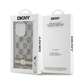 DKNY IML Checkered Mono Pattern & Printed Stripes MagSafe case for iPhone 15 Pro - beige