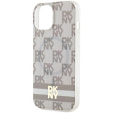 DKNY IML Checkered Mono Pattern & Printed Stripes MagSafe Case for iPhone 15 Plus / 14 Plus - Beige