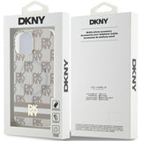 DKNY IML Checkered Mono Pattern & Printed Stripes MagSafe Case for iPhone 15 Plus / 14 Plus - Beige
