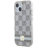 DKNY IML Checkered Mono Pattern & Printed Stripes MagSafe case for iPhone 15 / 14 / 13 - beige