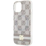 DKNY IML Checkered Mono Pattern & Printed Stripes MagSafe case for iPhone 15 / 14 / 13 - beige
