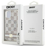 DKNY IML Checkered Mono Pattern & Printed Stripes MagSafe case for iPhone 15 / 14 / 13 - beige