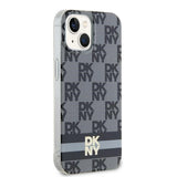 DKNY IML Checkered Mono Pattern & Printed Stripes MagSafe Case for iPhone 15/14/13 - Black