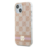 DKNY IML Checkered Mono Pattern & Printed Stripes MagSafe case for iPhone 15 / 14 / 13 - pink