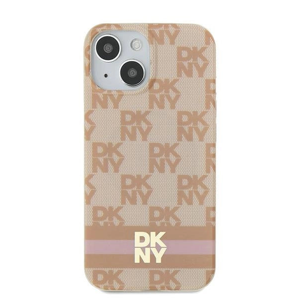 DKNY IML Checkered Mono Pattern & Printed Stripes MagSafe case for iPhone 15 / 14 / 13 - pink