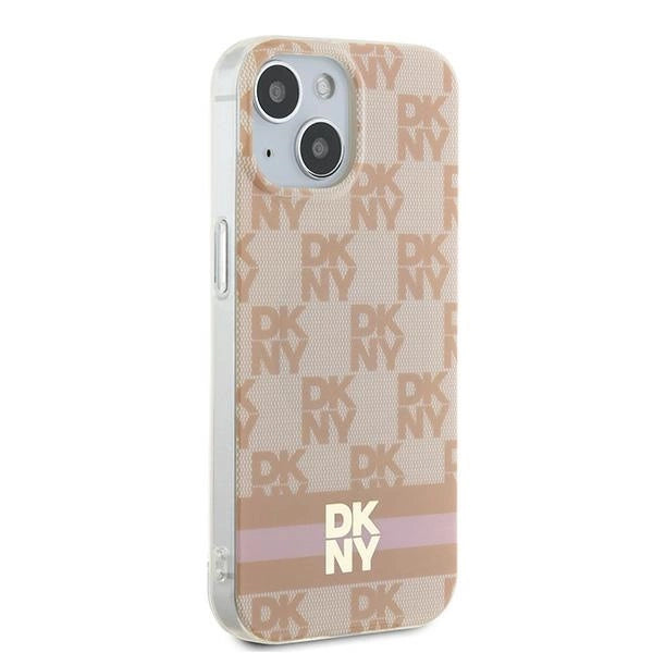 DKNY IML Checkered Mono Pattern & Printed Stripes MagSafe case for iPhone 15 / 14 / 13 - pink