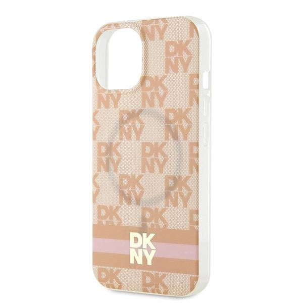 DKNY IML Checkered Mono Pattern & Printed Stripes MagSafe case for iPhone 15 / 14 / 13 - pink