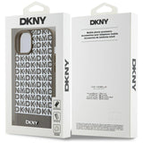 DKNY Leather Printed Pattern Metal Logo MagSafe Case for iPhone 15 / 14 / 13 - Brown