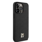 DKNY Leather Monogram Pattern Metal Logo MagSafe Case for iPhone 15 Pro Max - Black