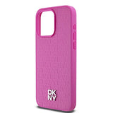 DKNY Leather Monogram Pattern Metal Logo MagSafe Case for iPhone 15 Pro Max - Pink