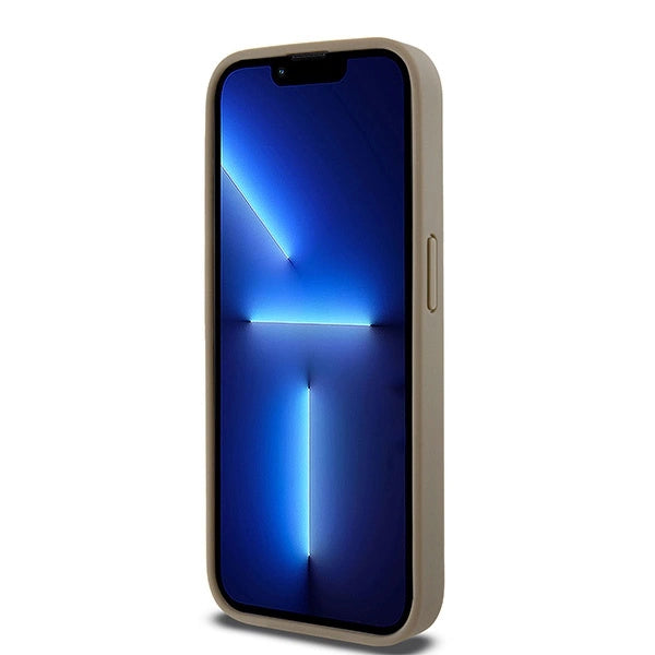 DKNY Leather Printed Pattern Metal Logo MagSafe Case for iPhone 15 Pro Max - Brown