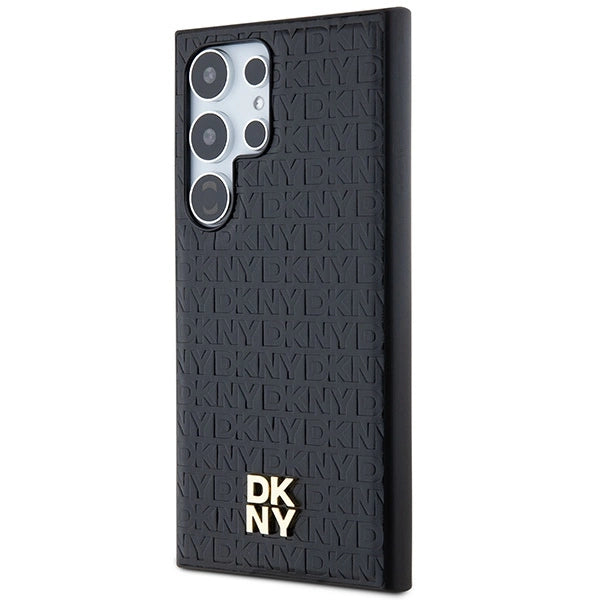 DKNY Leather Pattern Metal Logo MagSafe case for Samsung Galaxy S24 Ultra - black