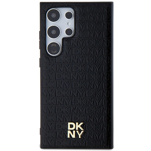 DKNY Leather Pattern Metal Logo MagSafe case for Samsung Galaxy S24 Ultra - black