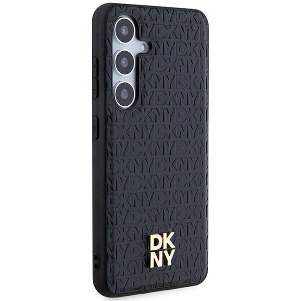 DKNY Leather Pattern Metal Logo MagSafe case for Samsung Galaxy S24+ - black