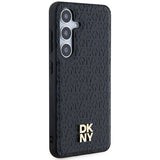 DKNY Leather Pattern Metal Logo MagSafe case for Samsung Galaxy S24+ - black