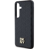 DKNY Leather Pattern Metal Logo MagSafe case for Samsung Galaxy S24+ - black