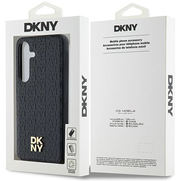 DKNY Leather Pattern Metal Logo MagSafe case for Samsung Galaxy S24+ - black