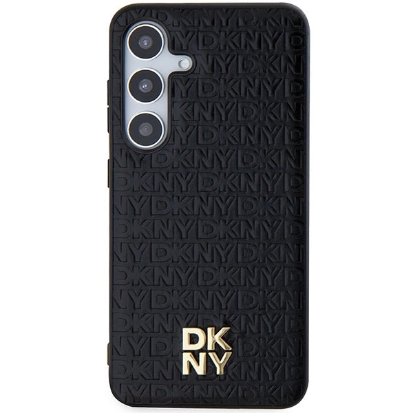 DKNY Leather Pattern Metal Logo MagSafe case for Samsung Galaxy S24 - black