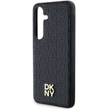 DKNY Leather Pattern Metal Logo MagSafe case for Samsung Galaxy S24 - black